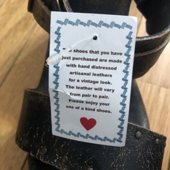 Sbicca Vintage Collection Western Distressed Leather Wood Platform Sandals 10 - Picture 4 of 6